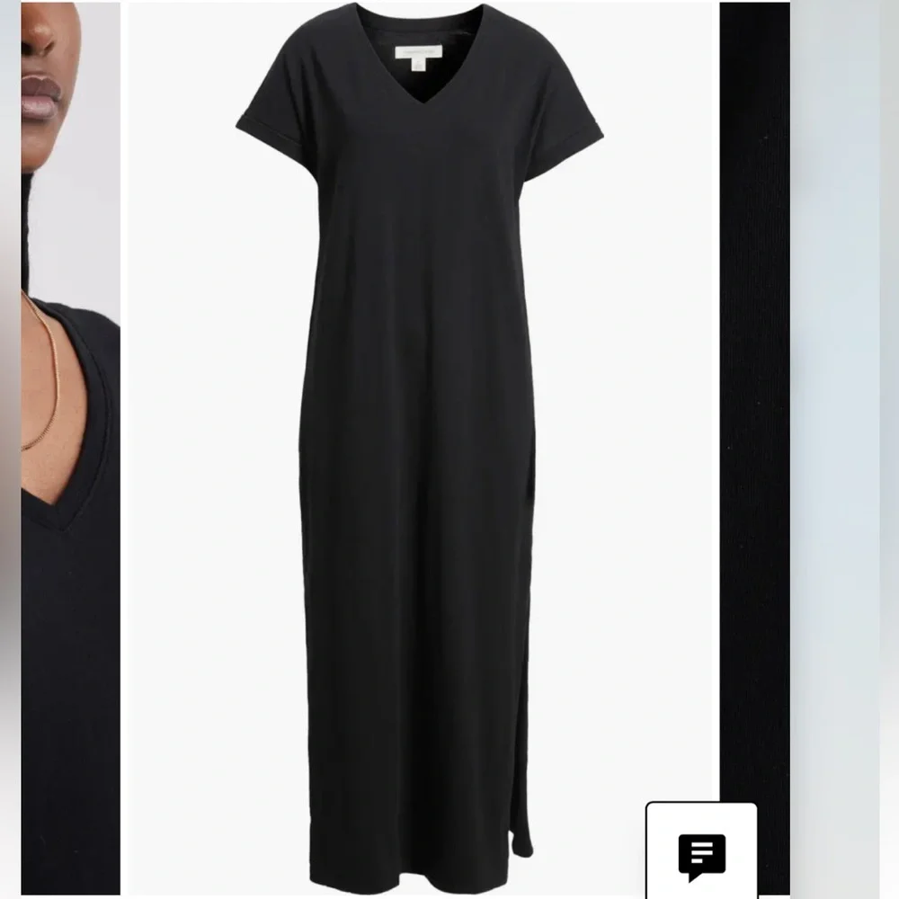 Treasure & Bond Black V-Neck Short Sleeve Maxi Dress - Picture 4 of 9